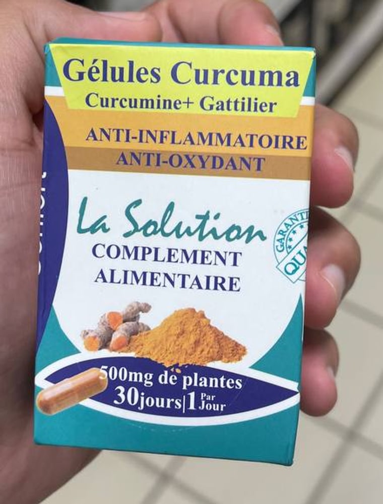 Boîte de Gélules Curcuma : complément alimentaire, 500 mg de plantes, 30 jours