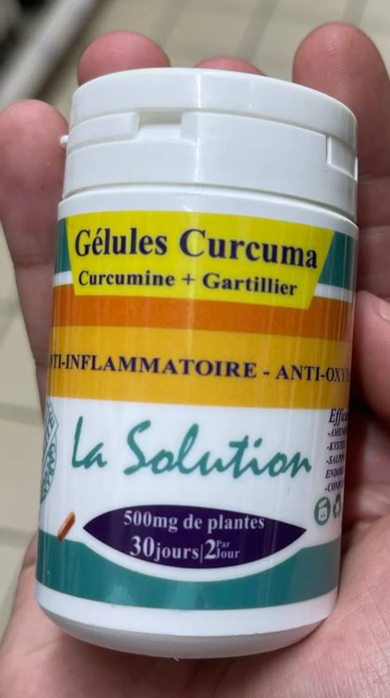 Flacon de Gélules Curcuma, curcumine et gattilier, 500 mg de plantes